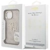 Guess PU 4G Metal Logo Stand Camera Frame dėklas skirtas Apple iPhone 15 rožinės spalvos