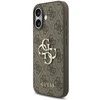 Dėklas „Guess“ PU 4G metalinis logotipo dirželis, skirtas „Apple iPhone 17“ rudos spalvos