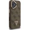 Guess PU 4G Strass Triangle Logo Stand Camera Frame MagSafe dėklas skirtas Apple iPhone 16 rudos spalvos