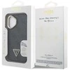Guess PU 4G Strass Triangle Logo Stand Camera Frame MagSafe dėklas skirtas Apple iPhone 16 juodos spalvos