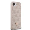 Guess PU 4G Strass Triangle Metal Logo dėklas Apple iPhone 16e rožinės spalvos