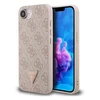 Guess PU 4G Strass Triangle Metal Logo dėklas Apple iPhone 16e rožinės spalvos