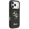 Guess PU Fixed Glitter 4G Metal Logo dėklas skirtas Apple iPhone 17 Pro juodos spalvos