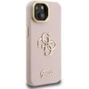 Guess PU Grained 4G Logo Stand Camera Frame dėklas skirtas Apple iPhone 15 rožinės spalvos