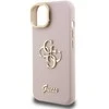 Guess PU Grained 4G Logo Stand Camera Frame dėklas skirtas Apple iPhone 15 rožinės spalvos