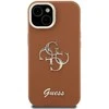Guess PU Grained 4G Logo Stand Camera Frame dėklas skirtas Apple iPhone 14 rudos spalvos