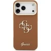 Guess PU Grained 4G Logo Stand Camera Frame dėklas skirtas Apple iPhone 17 Pro Max rudos spalvos