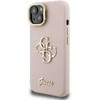 Guess PU Grained 4G Logo Stand Camera Frame dėklas skirtas Apple iPhone 15 rožinės spalvos