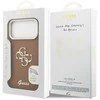 Guess PU Grained 4G Logo Stand Camera Frame dėklas skirtas Apple iPhone 17 Pro Max rudos spalvos