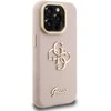 Guess PU Grained 4G Logo Stand Camera Frame dėklas skirtas Apple iPhone 15 Pro rožinės spalvos