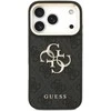 Guess PU Leather 4G Metal Logo Gold Frame dėklas skirtas Apple iPhone 17 Pro juodos spalvos