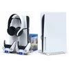 iPega P5S009 daugiafunkcis įkrovimo stovas, skirtas PS5 Slim Baltas