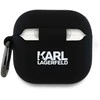 Karl Lagerfeld 3D Logo NFT Karl and Choupette silikoninis dėklas skirtas AirPods 4 juodos spalvos