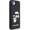Karl Lagerfeld 3D Rubber Karl and Choupette dėklas skirtas Apple iPhone 16e juodos spalvos
