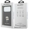 Karl Lagerfeld Fixed Glitter Metal Ikonik dėklas skirtas Apple iPhone 17 Pro juodos spalvos
