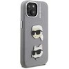 Karl Lagerfeld Grained PU K&CH Heads dėklas skirtas Apple iPhone 15 pilkos spalvos