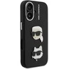 Karl Lagerfeld Grained PU K&CH Heads dėklas skirtas Apple iPhone 16 juodos spalvos