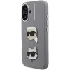 Karl Lagerfeld Grained PU K&CH Heads dėklas skirtas Apple iPhone 16 pilkos spalvos