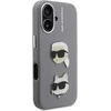 Karl Lagerfeld Grained PU K&CH Heads dėklas skirtas Apple iPhone 16 pilkos spalvos