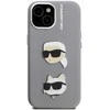 Karl Lagerfeld Grained PU K&CH Heads dėklas skirtas Apple iPhone 15 pilkos spalvos