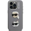 Karl Lagerfeld Grained PU K&CH Heads dėklas skirtas Apple iPhone 15 Pro pilkos spalvos