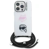 Karl Lagerfeld IML per petį nešiojamas Karl&Choupette dėklas iPhone 16 Pro telefonui - Baltas