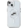 Karl Lagerfeld KLHMP15SHLSKCH Apple iPhone 15 6.1″ baltos spalvos kietas dėklas IML Metal Karl&Choupette Head Mag
