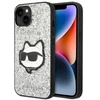 Karl Lagerfeld KLHCP14SG2CPS Apple iPhone 14/ 15 / 13 6,1″ sidabrinis kietas dėklas Glitter Choupette Patch