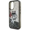 Karl Lagerfeld Liquid Glitter Scattered Choupette dėklas Apple iPhone 16 juodos spalvos