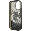 Karl Lagerfeld Liquid Glitter Scattered Choupette dėklas Apple iPhone 16 juodos spalvos