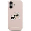 Karl Lagerfeld Liquid Silicone Double Heads MagSafe dėklas skirtas Apple iPhone 17 rožinės spalvos
