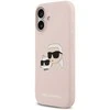Karl Lagerfeld Liquid Silicone Double Heads MagSafe dėklas skirtas Apple iPhone 17 rožinės spalvos