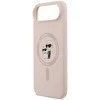 Karl Lagerfeld Liquid Silicone Karl and Choupette MagSafe dėklas skirtas Apple iPhone 17 Air rožinės spalvos