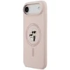 Karl Lagerfeld Liquid Silicone Karl and Choupette MagSafe dėklas skirtas Apple iPhone 17 Air rožinės spalvos