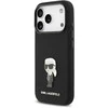 Karl Lagerfeld Liquid Silicone Metal Ikonik dėklas skirtas Apple iPhone 17 Pro juodos spalvos