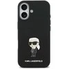 Karl Lagerfeld Liquid Silicone Metal Ikonik dėklas skirtas Apple iPhone 17 juodos spalvos