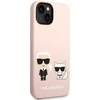 Apple iPhone 14 Plus Karl Lagerfeld dėklas silikoninis Karl & Choupette Magsafe (KLHMP14MSSKCI) rožinės spalvos
