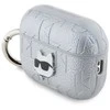 Karl Lagerfeld PU Embossed Choupette Head dėklas ausinėms AirPods Pro 2 sidabrinės spalvos