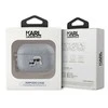 Karl Lagerfeld PU Embossed Karl and Choupette Heads dėklas ausinėms AirPods Pro 2 sidabrinės spalvos