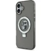 Karl Lagerfeld Ringstand Karl and Choupette MagSafe Apple iPhone 16 dėklas telefonui juodos spalvos