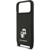 Karl Lagerfeld Saffiano Crossbody Strap Metal Karl and Choupette dėklas skirtas Apple iPhone 17 Pro juodos spalvos