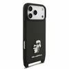 Karl Lagerfeld Saffiano Crossbody Strap Karl and Choupette dėklas iPhone 18 Pro Max, juodas