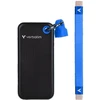 Kietasis diskas „Verbatim Pocket SSD 512GB“ išorinis diskas – raktų pakabutis su USB-C 3.2 gen.2 kabeliu juoda-mėlyna 32283
