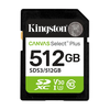 „Kingston Technology“ 512 GB SDXC „Canvas Select Plus“ Gen3 150 MB/s C10 UHS-I U3 V30 atminties kortelė