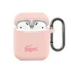 Lacoste Liquid silikoninis Glossy Printing Logo dėklas skirtas Apple AirPods 1/2 rožinės spalvos