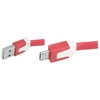 Lamex LTC PS USB mikro USB kabelis, raudonos spalvos, plokščias.
