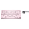 Minimalistinė Belaidė Klaviatūra su apašvietimu Logitech MX Keys Mini, Rožinės spalvos, US tarptautinis (Qwerty) išdėstymas