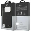 Original dėklas MERCEDES Leather Large Laurel Leave MagSafe skirtas Apple iPhone 17 Pro juodos spalvos