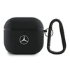 Mercedes Benz MEA4CSLBK AirPods 4 ausinių dėklas juodos spalvos Leather Metal Logo