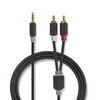 Nedis stereo garso kabelis | 3,5 mm kištukas | 2x RCA kištukas, padengtas auksu | 2,00m | apvalus | Antracitas | Pakuotė su peržiūros langeliu